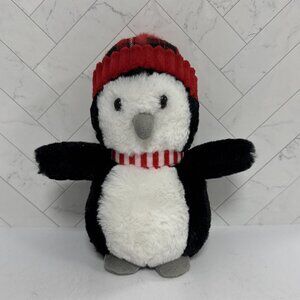 Christmas Penguin Plush Red Plaid Hat Scarf Stuffed Animal 9” American Greetings